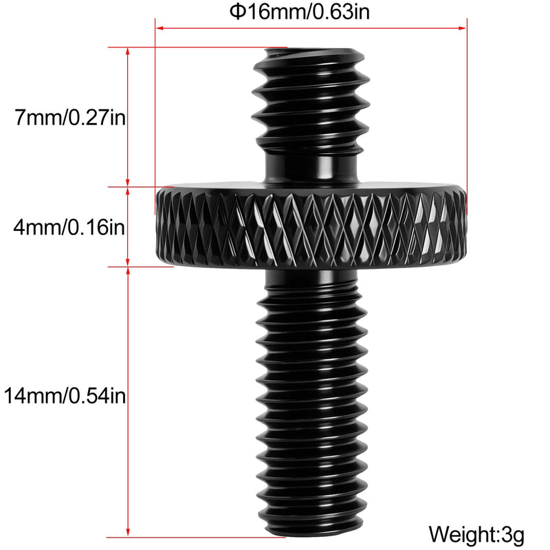 2PCS 1/4-20 Male To M6 Male Adapter Screw Double Ended Camera Microphone Stand Conversion Screw Aluminum Alloy Thread Adapter For Tripod Mic Mount Black