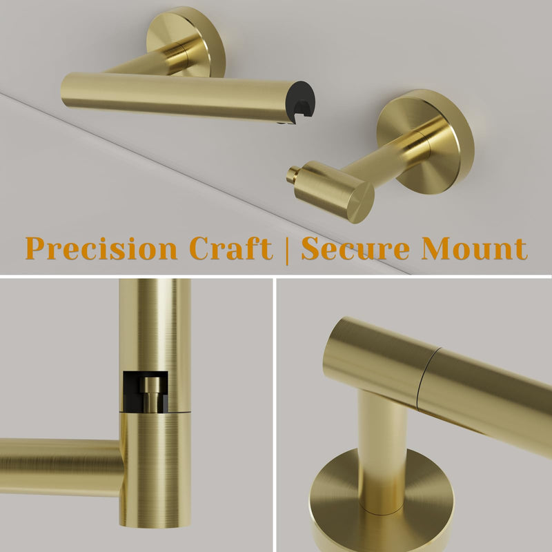 BWE Wall Mount Toilet Paper Holder, Brushed Gold, SUS 304 Steel | Brushed Finish | Rust Resistant | No Wobbling | Fits Mega Rolls | Easy Install