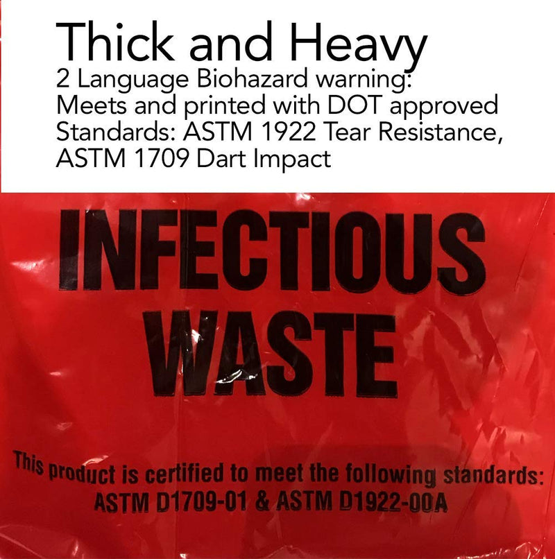 RESILIA Biohazard Bags - Hazardous Waste Disposal, Meets DOT ASTM Standards for Hospital Use, OSHA Approved, Red, 33 Gallon, 29" W x 43" L, 1.1 Mil, 0.0011 Inch, 20 Bags, Made in the USA 1 Count (Pack of 20)