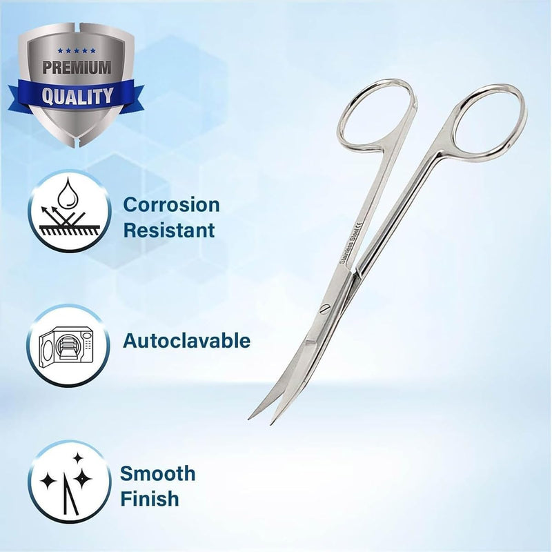 Curved Ostomy Scissors - Premium Stainless Steel Blunt Tip for Stoma Bags | Medical Bandage & First Aid Scissors | Surgical Grade Safety for Nurses, Veterinary Use