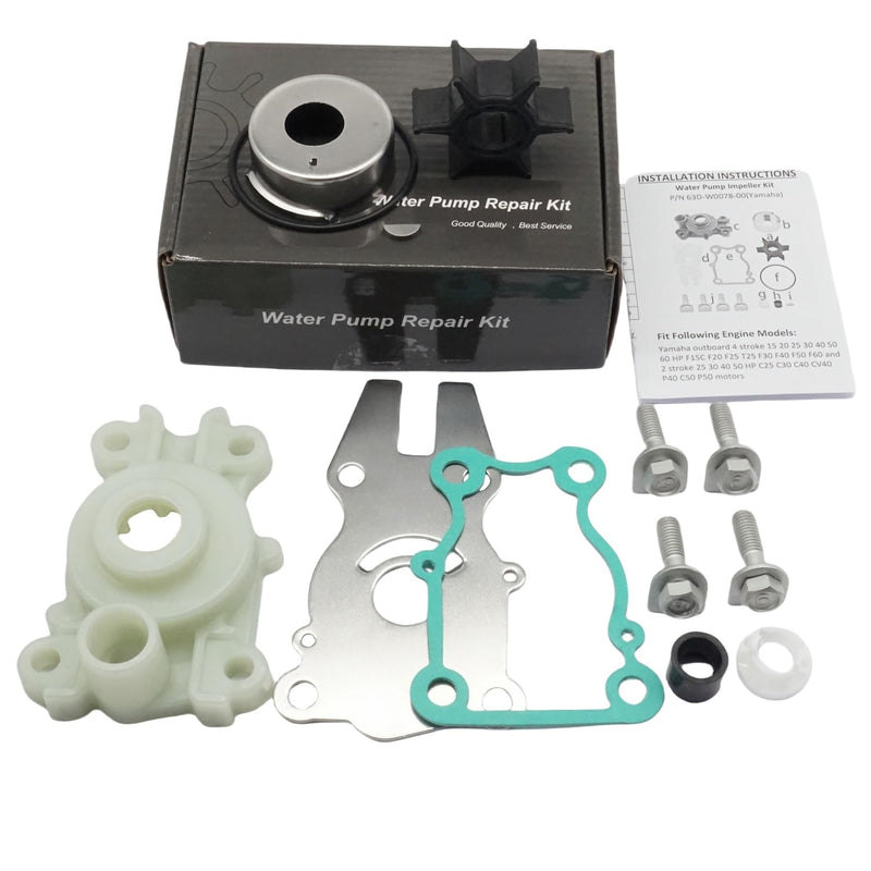 63DW0078 Water Pump Impeller Kit with Housing for Yamaha 40 50 60 HP Motors 63D-W0078-01-00 Sierra 18-3415 40-60 HP with Housing