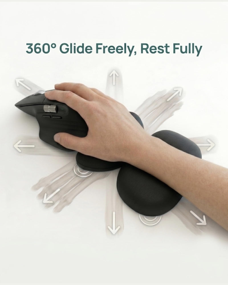 Height-Adjustable Mouse Palm & Wrist Rest, Magnetic Gliding Dual Support | Ergonomic Carpal Tunnel Support, Pain Relief, Anti-Fatigue, Easy Glide, Office, Computer, Laptop, Gaming, Right-Handed, Black
