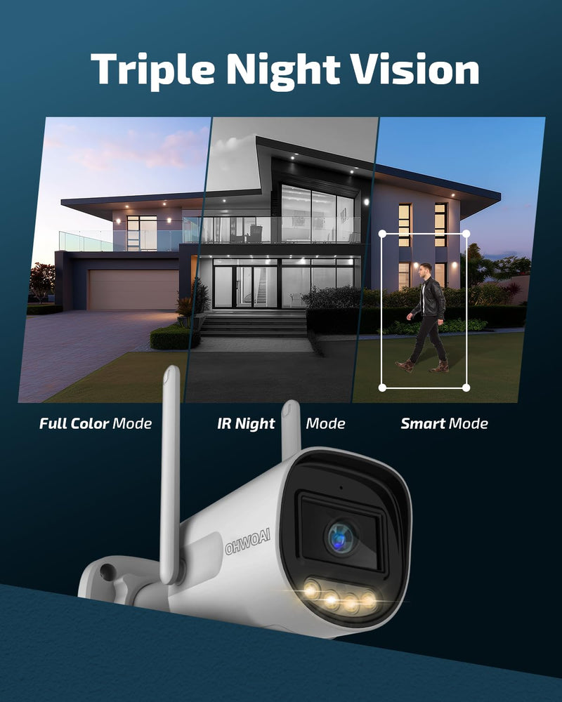 《Supports 2.4GHz & 5GHz WiFi》Wireless Outdoor Security Camera with Color Night Vision, Motion Detection, Remote Viewing WiFi Cameras, Home Video Surveillance 1-Pack