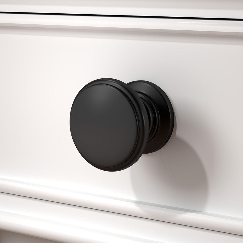 homdiy 10 Pack Black Cabinet Knobs Matte Black Drawer Knobs Kitchen Hardware for Bathroom, Cupboard, Furniture Single Hole