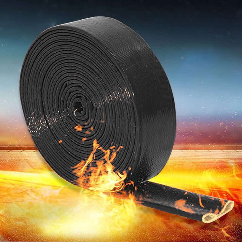 10 Feet Length Heat Shielded Fire Thermo Armor Fire Sleeve 1/2"ID,Silicone Coated Fiberglass Heat Protection for Automotive Hose Lines & Electrical Wiring（Black 1/2"x10 Feet） 1/2"x10FT