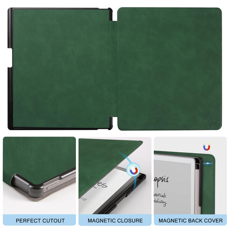 CoBak Stand Case for Remarkable Paper Pure 2026 10.3" with Hand Strap | Lightweight and Hard Back Shell Protective Book Folio Cover with 2 Kickstand Stand Angles, and Pen Holder Features, Emerald Emerald with Stand For reMarkable Paper Pure(2026)