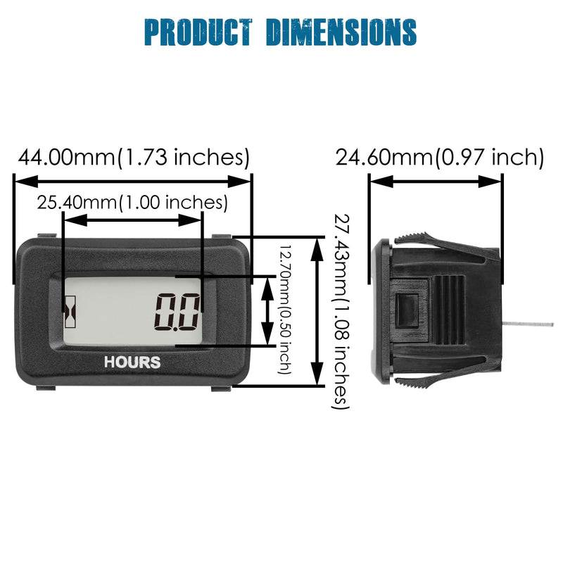 Runleader Digital Hour Meter for Maintenance,AC/DC 5V to 277V for Riding Lawn Mower Generator Compressor Tractor Golf Cart Motorhome Snowmobile etc.