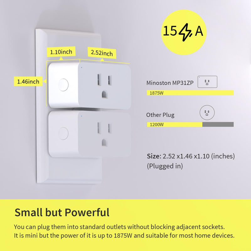 Minoston Zwave Plug, 800 Series with Energy Monitoring, Power Meter Z-Wave Outlet Switch, Z-Wave hub Required, Work with SmartThings, Wink, Vera, Z-Box Hub, Home Assistant (MP31ZP) LR 800S Energy Monitor Plug