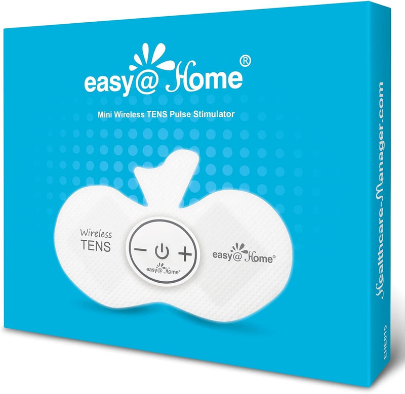 Easy@Home Rechargeable Compact Wireless TENS Unit - 510K Cleared, FSA Eligible Electric EMS Muscle Stimulator Pain Relief Therapy, Portable Pain Management Device EHE015 Blue