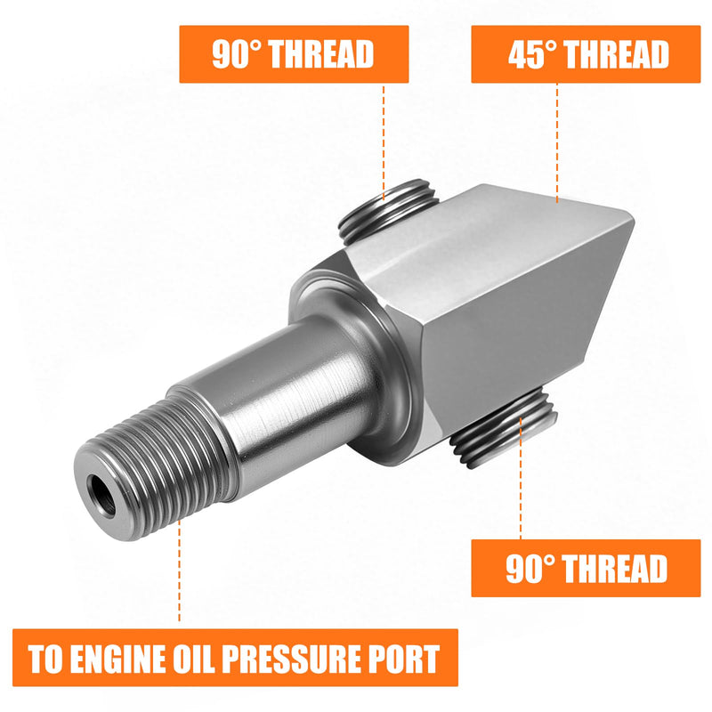 Oil Pressure Sensor Thread Adapter, 1/8-27 NPT Port Plugs for Chevy/GM Small Block Engines
