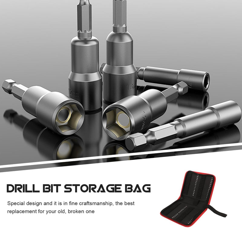 Housoutil Drill Bit Organizer Case, Oxford Zipper Tool Pouch Holds 55 Bits, Portable Small Drill Storage Bag Handheld Tool Organizer Pouch for Electrician, Carpenter, Technician and Handy Man