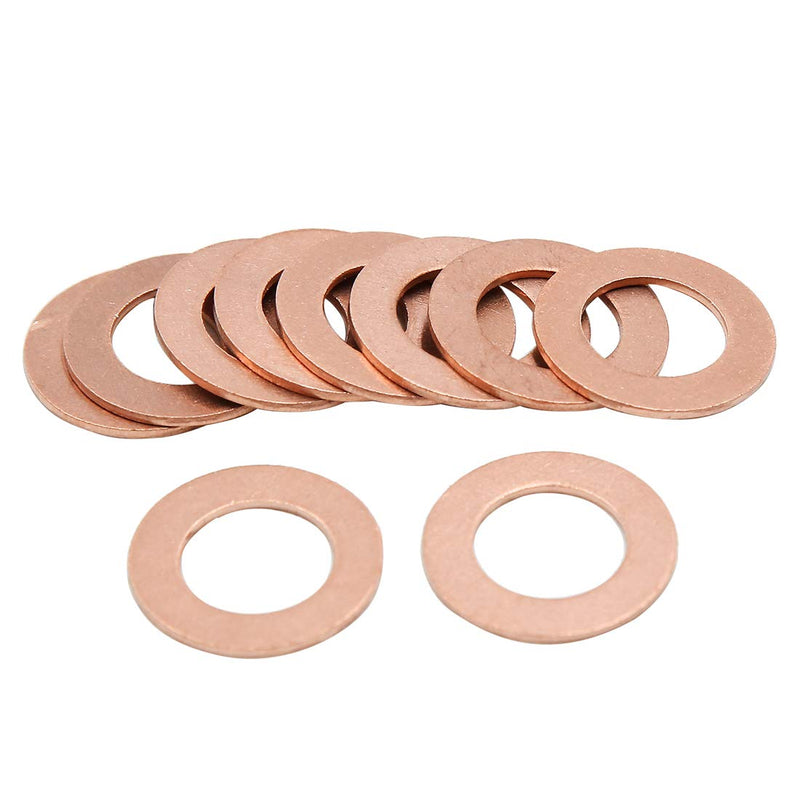 X AUTOHAUX 12mm Inner Dia Copper Crush Washers Flat Car Sealing Gaskets Plate Rings Universal 10pcs 12*20*1mm