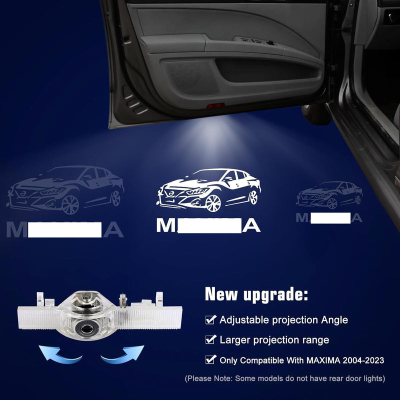 No Fade Car Door Lights Logo, Puddle Lights Welcome Lights Accessories Compatible with Maxima 2004-2022 -2PCS