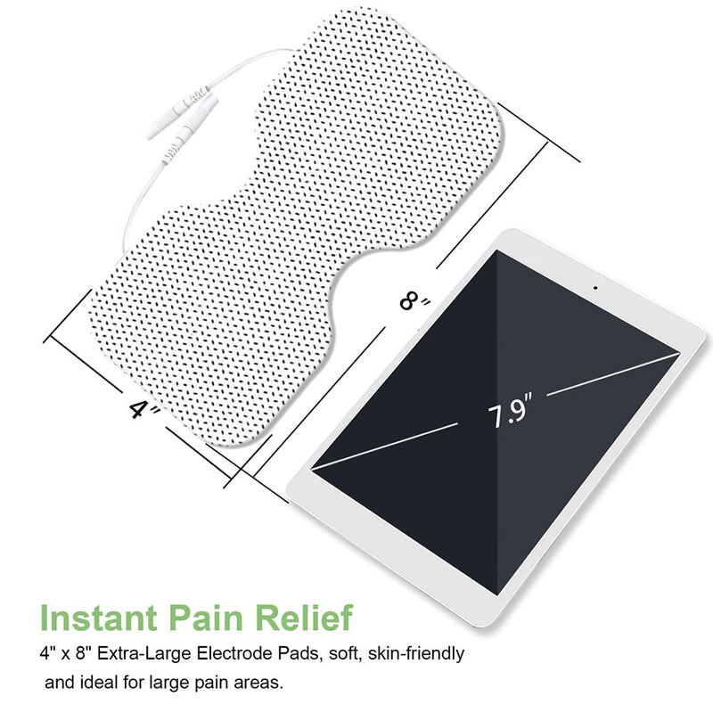Tens Unit Electrode Pads 4x8" for Back Pain Relief Extra Large Butterfly Shaped EMS TENS Pads Compatible with TENS 7000, AUVON TENS, 2mm Pin Connector- 6 Pcs Bf4*8