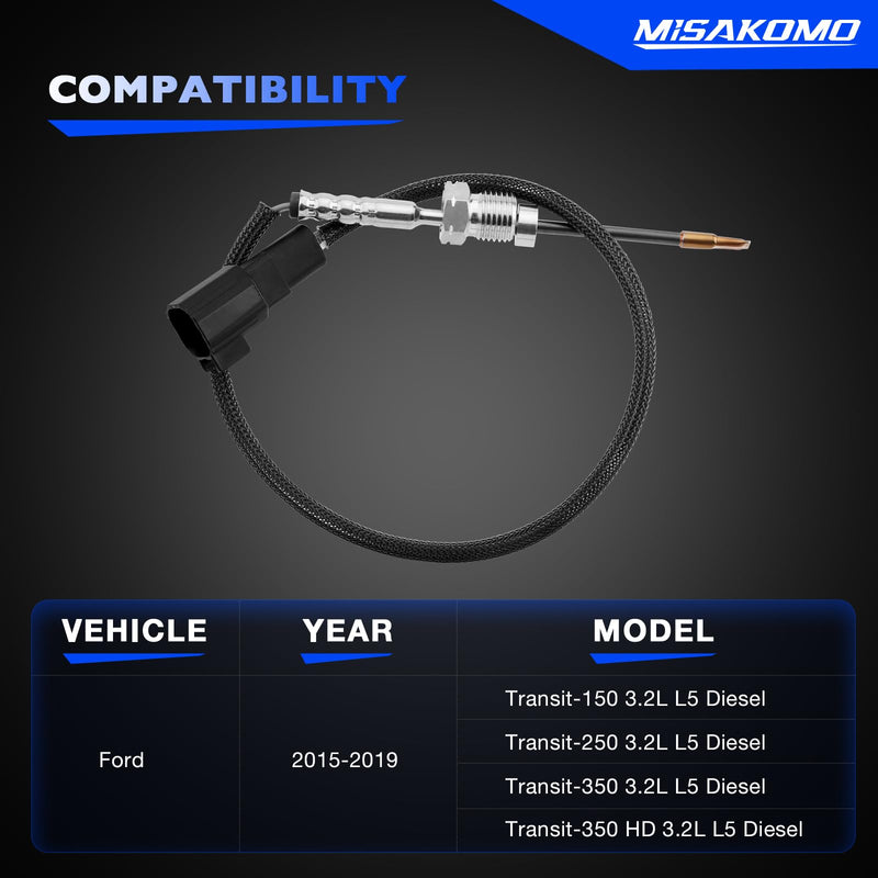 Exhaust Gas Temperature Sensor, EGT Compatible with 2011-2016 Ford F250 F350 F450 F550 Super Duty 6.7L V8, 2015-2019 Transit 150 250 350 350HD 3.2L L5 Diesel, DPF AC3Z5J213C AC3Z12B591A