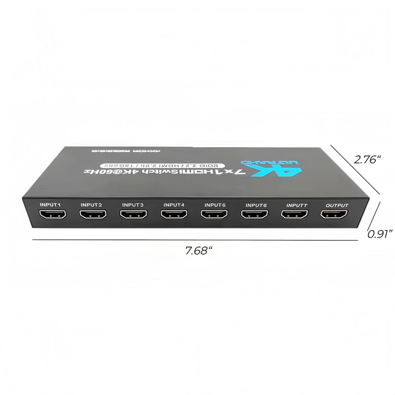HDMI Switch 7 in 1 Out, 4K@60Hz HDMI 2.0 Splitter with Remote, 7 Port HDMI Switcher Selector Box, Support Dolby Vision/Atmos HDR10 HDCP2.2, for PS4 Xbox Switch Roku TV Fire Stick