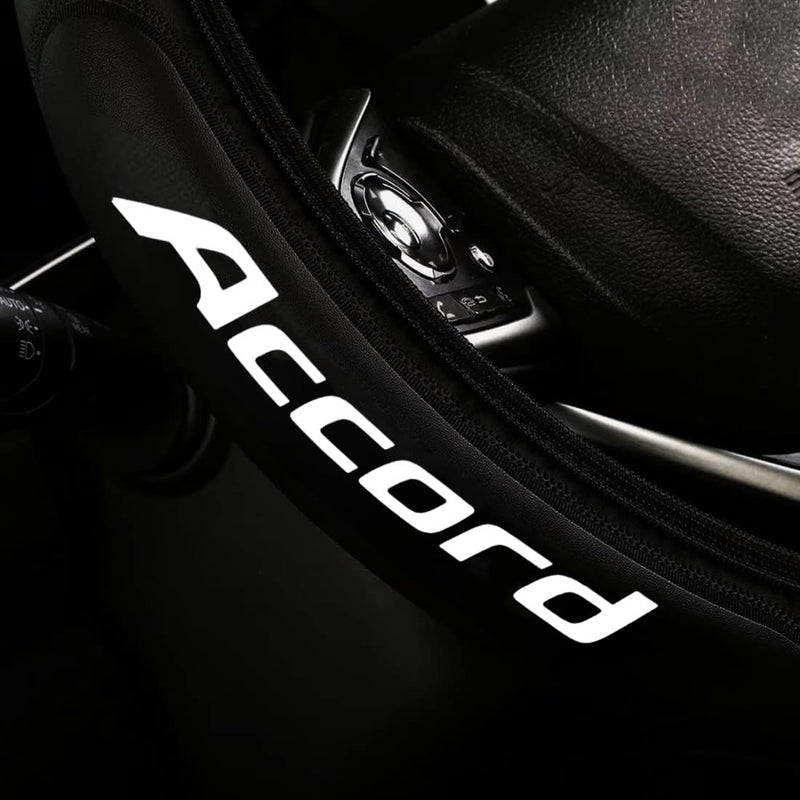 Leather Steering Wheel Cover with a Rubber Inner Ring fit for 14-15 Inch Breathable Lightweight Easy to Install Compatible with Accord H2