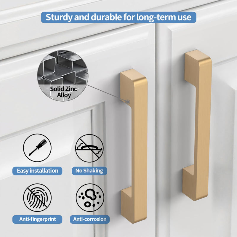 10 Pack 3.75"(96mm) Champagne Bronze Cabinet Pulls Kitchen Cabinet Handles Drawer Pulls Cupboard Hardware for Cabinets Pull - 3.75"/96MM Hole Center 10