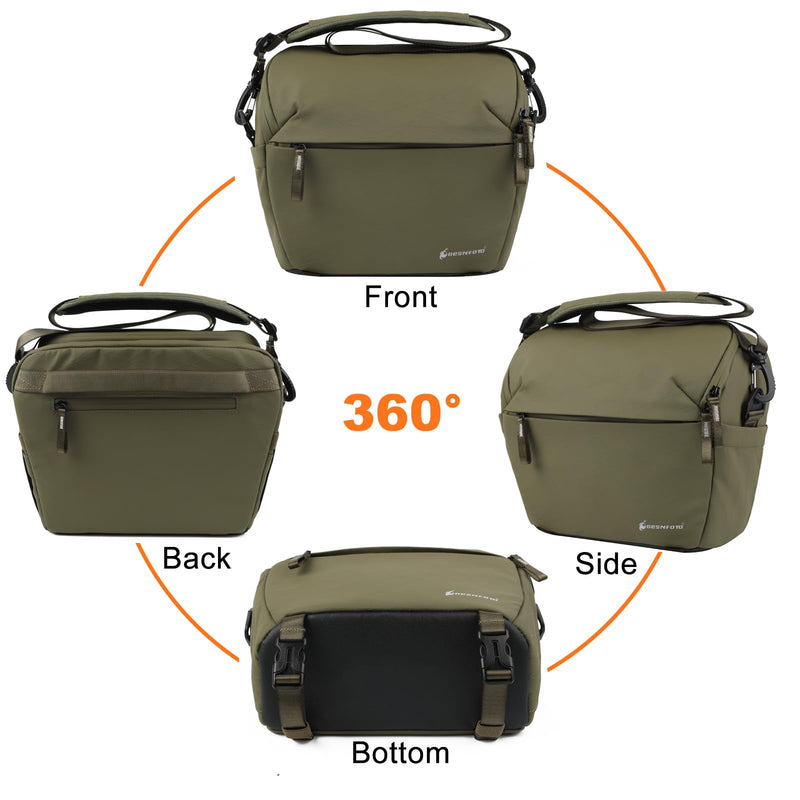 Camera Bag Crossbody Waterproof Sling Purse Case Small Photography Shoulder Messenger Bag Backpack with Tripod Holder for DSLR SLR Mirrorless Camera Green