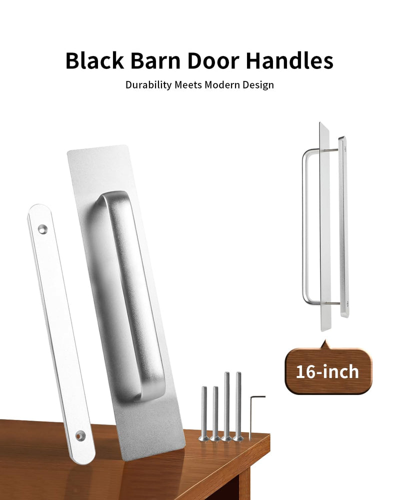 BaiNong 15.7" Heavy Duty Sliding Barn Door Handle Silver Gate Handles | Fits Wooden, Glass, Sliding, Pocket Doors, Fences, Garages, Barns, Sheds for Indoor, Outdoor Use 15.7 Inch 1