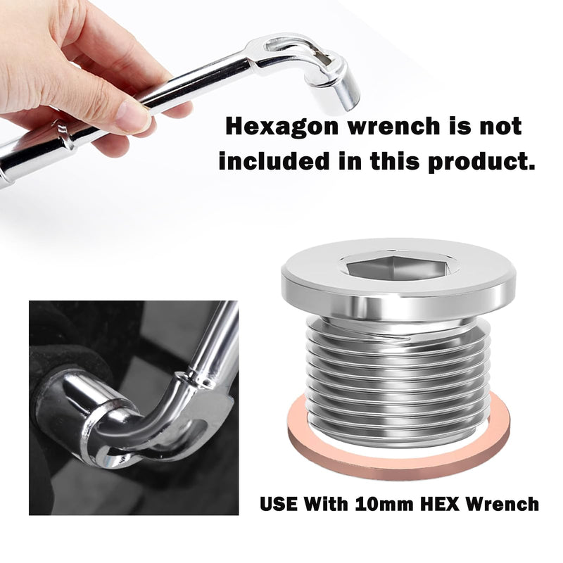 M18 x 1.5 Sensor Plug Standard with Inner Hex Head,304 Stainless Steel Universal Fit with Red Copper O-Ring for Motorbike,Trucks and Motorcycles 1PCS Plug
