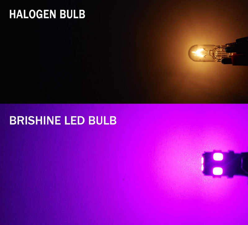 300LM Extremely Bright Canbus Error Free 194 168 2825 W5W T10 LED Bulbs Purple 9-SMD 2835 Chipsets for Dome Map Door Courtesy License Plate Lights(Pack of 4)
