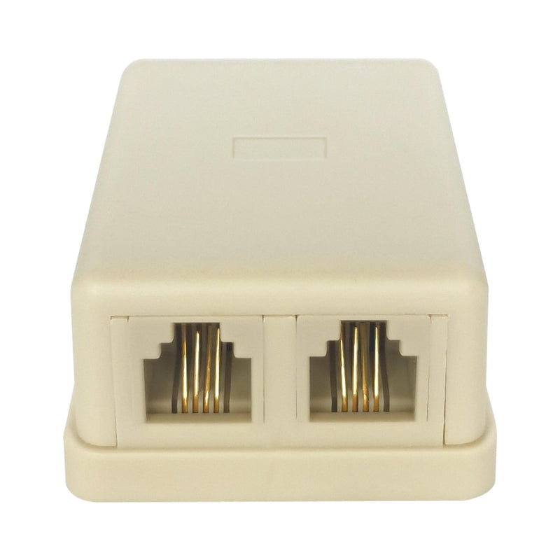 Phone Jack Surface Mount Dual Port for 2 Phone Line Telephone Jack Box 8 Screw Terminals to 2 RJ11 6P4C Female Ivory 2in2out Ivory