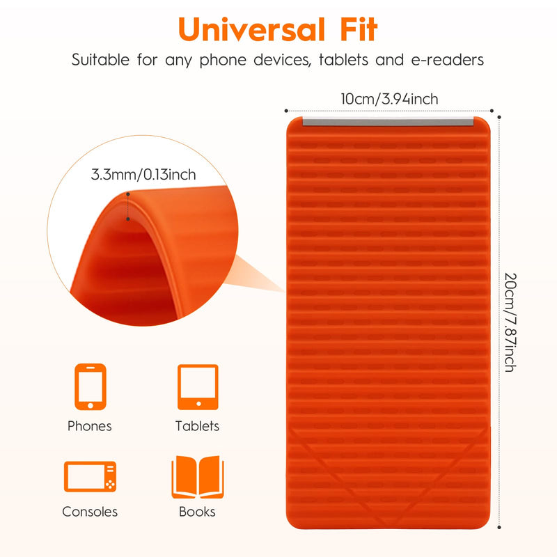 2 Pack Adjustable Foldable Silicone Phone Stand, Universal Bendable Cell Phone Tablet Holder, Portable Anti-Slip Desk Bed Phone Mount for Travel Home Office(Orange/Black) Mixed