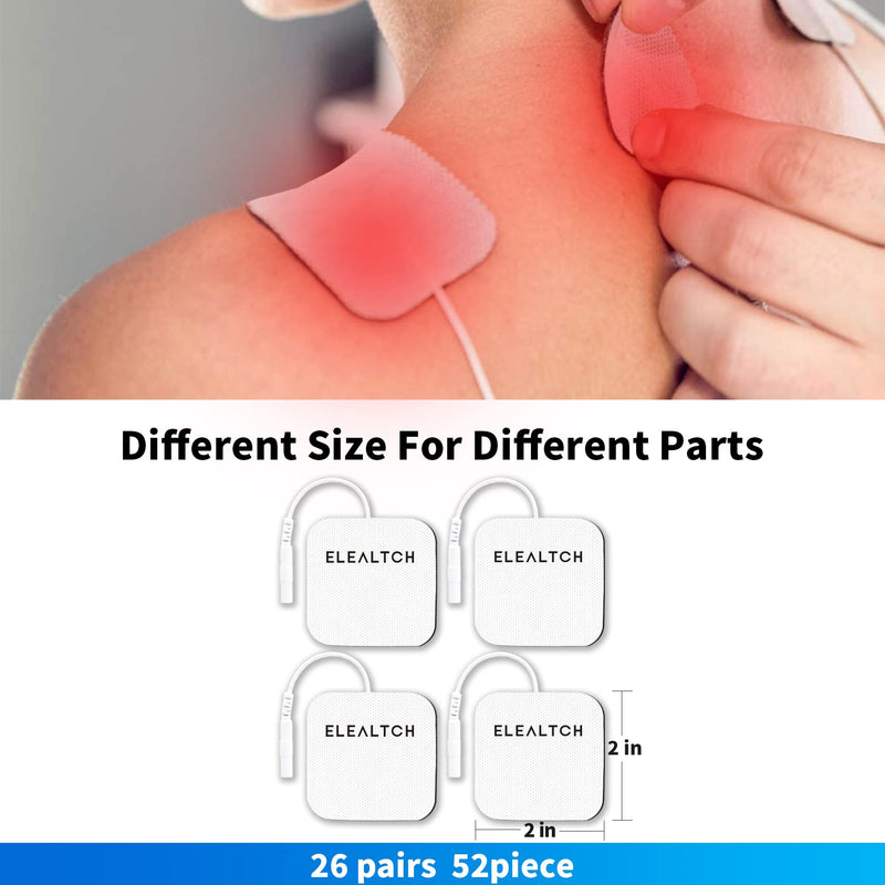  [AUSTRALIA] - TENS Unit Pads 2"X2" 52PCS 3rd Gen Upgraded Adhesive Latex-Free Reusable Non-irritating Suitable for Muscle Stimulation Electrotherapy Compatible with AUVON TENS 7000 Electrode,Replacement