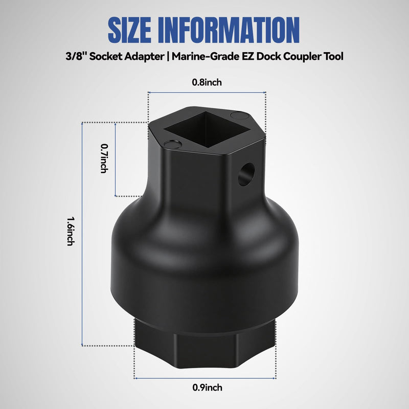 Drive Tool - Socket Compatible with EZ Dock Couplers,it Works with a 3/8-inch Drive Ratchet, 19-Millimeter or 3/4” socke