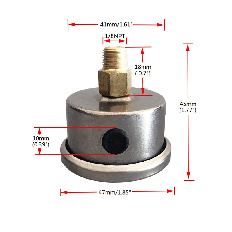 Universal Fuel Pressure Gauge Liquid 0-100psi Oil Press Gauge 1/8" NPT with an 6 Fuel Pressure Take Off Fitting 6an Adapter