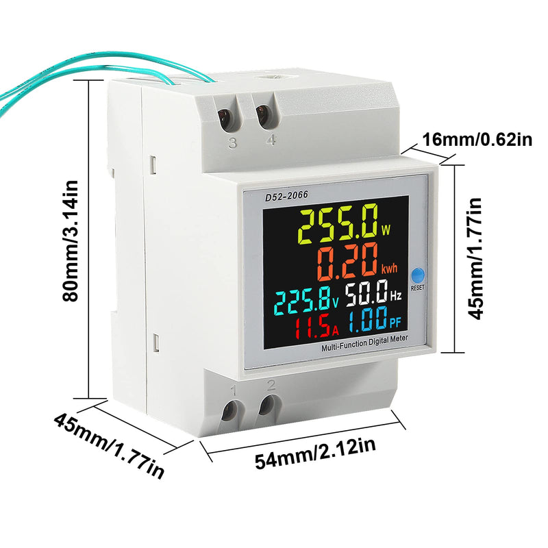 Electricity Single Phase Energy Meter Tester Electricity Usage Monitor AC 110V 40V-300V 100A Ampermeter Power Voltmeter Ammeter Voltage Amps Watt Kwh Frequency Power Factor Multimeter - External CT AC 40V-300V