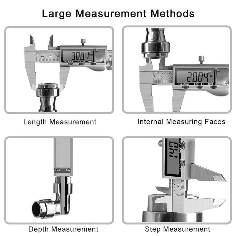 Digital Caliper, Caliper Measuring Tool with Stainless Steel, Electronic Micrometer Caliper with Large LCD Screen, Auto-Off Feature, Inch and Millimeter Conversion (6 Inch/150 mm) silver Digital Caliper