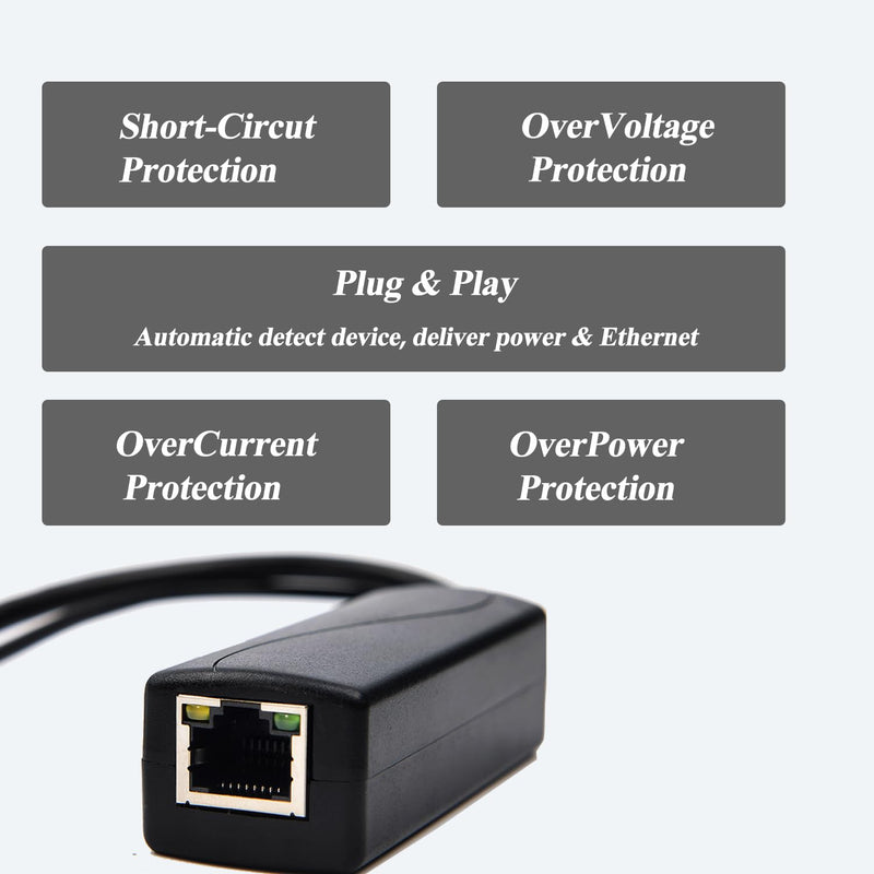 Active PoE Splitter 12V 1A Output with IEEE 802.3af Standard Compliant 10,100Mbps Power Over Ethernet Splitter Adapter for Security IP Camera CCTV Surveillance Device 5.5x2.1mm (PS5712P Black) 12V 1A PS5712P