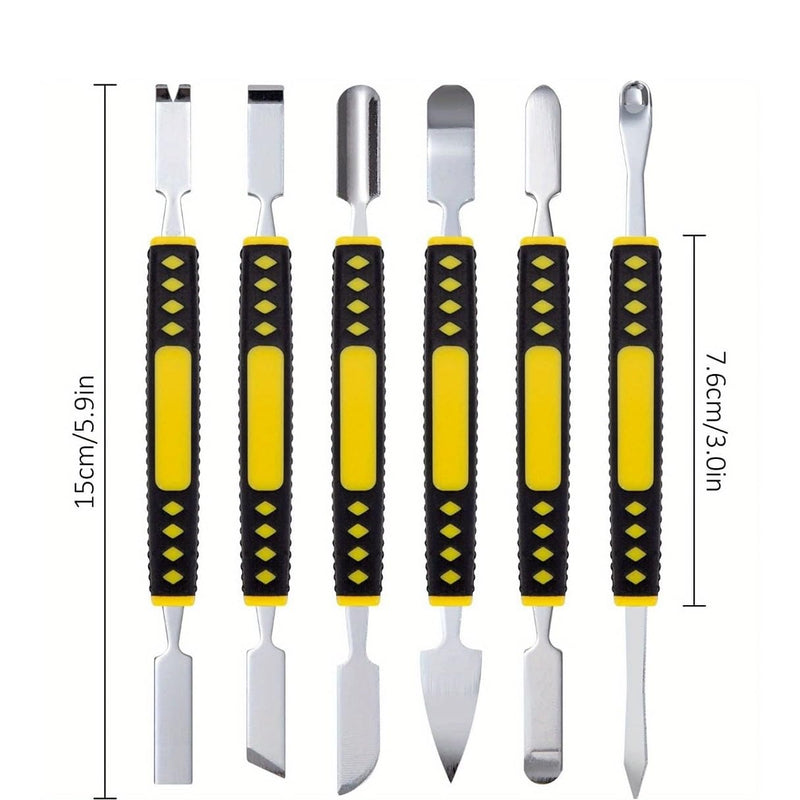 6Pcs Electronics Repair Tool Kit, Metal Spudger Pry Tool for Phone Laptop Tablet, Double-Sided Opening Tool Set for Devices, 6pcs