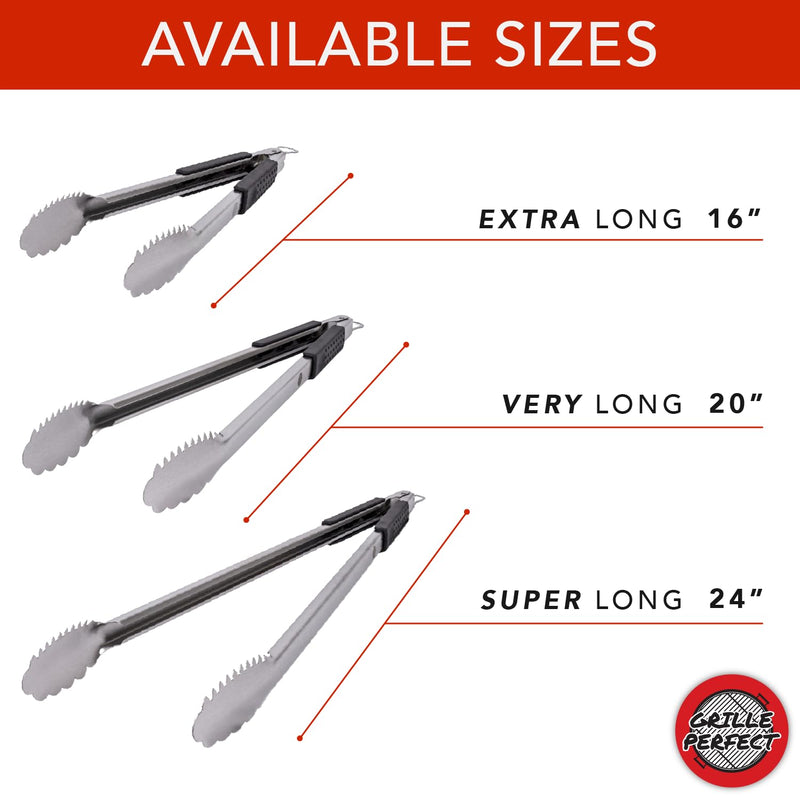 Grill Tongs 24-Inch Super Long Extra Heavy Duty for Grilling and Barbecue Heat Resistant Hand Grips Stainless Steel for BBQ Outdoor Kitchen and Cooking Hot Grilled Food 24 Inches