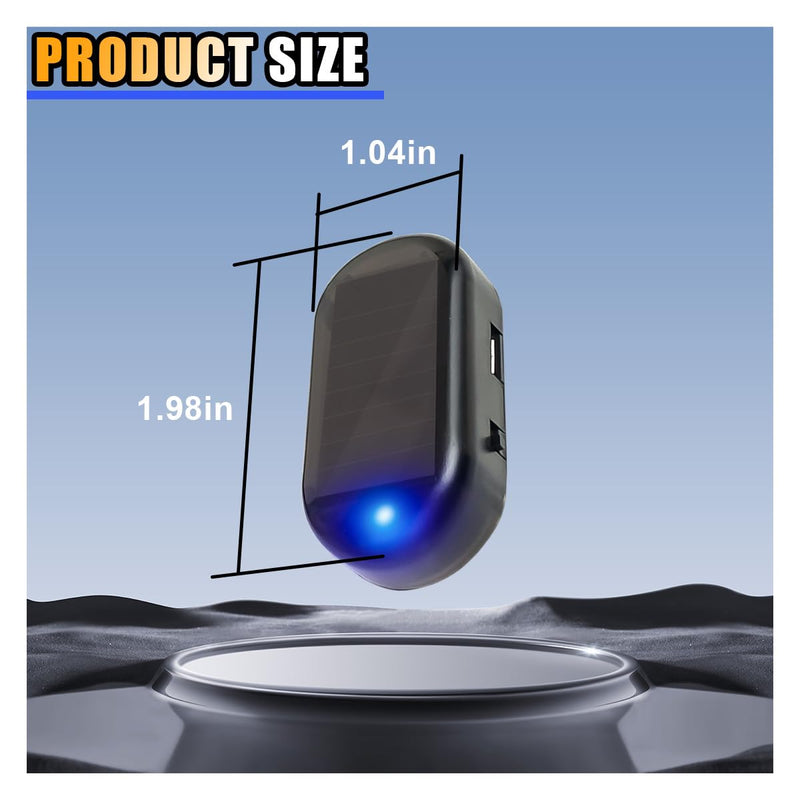 Car Solar Power Simulated Dummy Alarm, Car Alarm Warning Light Fake Lamp with USB Charger Port, Anti-Theft LED Flashing Security Light Car Accessories for Most Cars (Blue, 2PCS) Blue