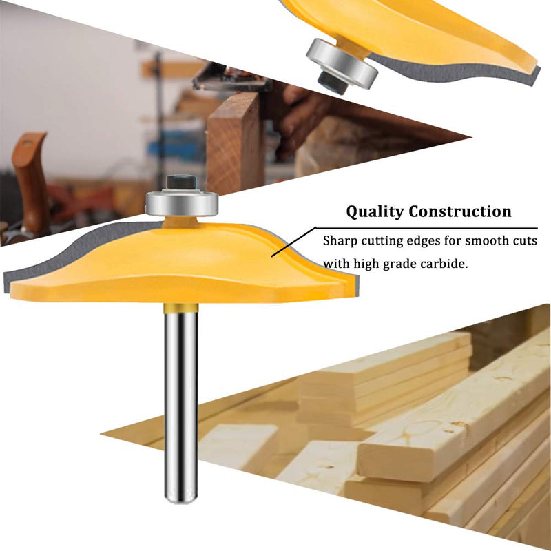 TAIWAIN 1/4 Inch Shank Groove Tongue Cutter Router bit, Raised Panel Cabinet Door with Back-Cutter Panel Round Over Tool, Door Wood CNC Milling Tool for Woodworking(D1-G) D1-G