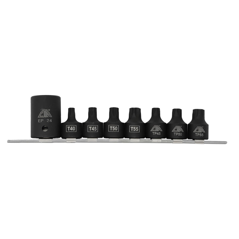 CTA Tools 9368 Pickup Truck Bed Bolt Socket/Bit Set - 8 Pc. Torx Bit Socket Set, Includes Sizes T40, T45, T50, TP45, TP50, TP55 & EP24, Ideal for Ford 2017+ Servicing