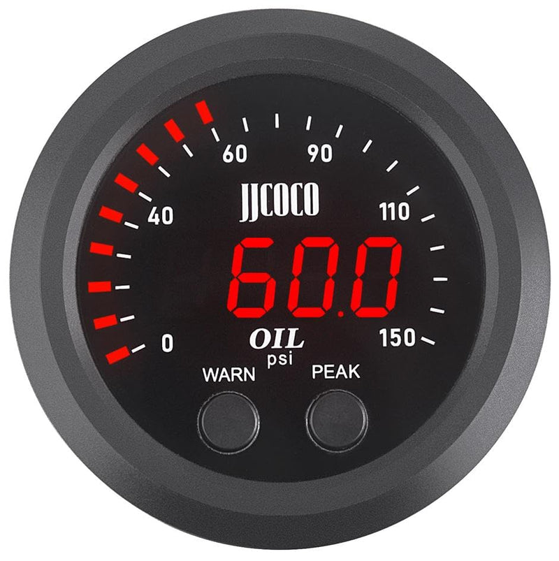 Universal Oil Pressure Gauge Kit 2-1/16" (52mm) 150 PSI - Digital Meter Red Display with 1/8NPT Electronic Sensor - for Boat Marine Car Auto Truck Automotive Gauge Sets