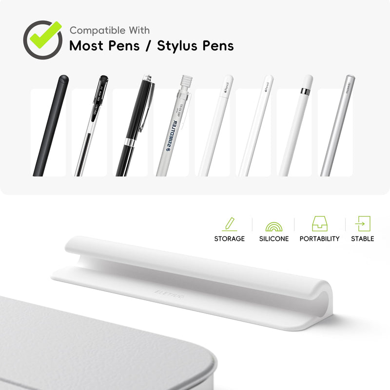 ELETIUO Silicone Pencil Holder Sleeve,Compatible with Apple Pencil (USB-C),Apple Pencil 1st/ 2nd Generation,Strong Adhesive Sticky Attached to iPad Case for Stylus Pens and Most Pens,White White