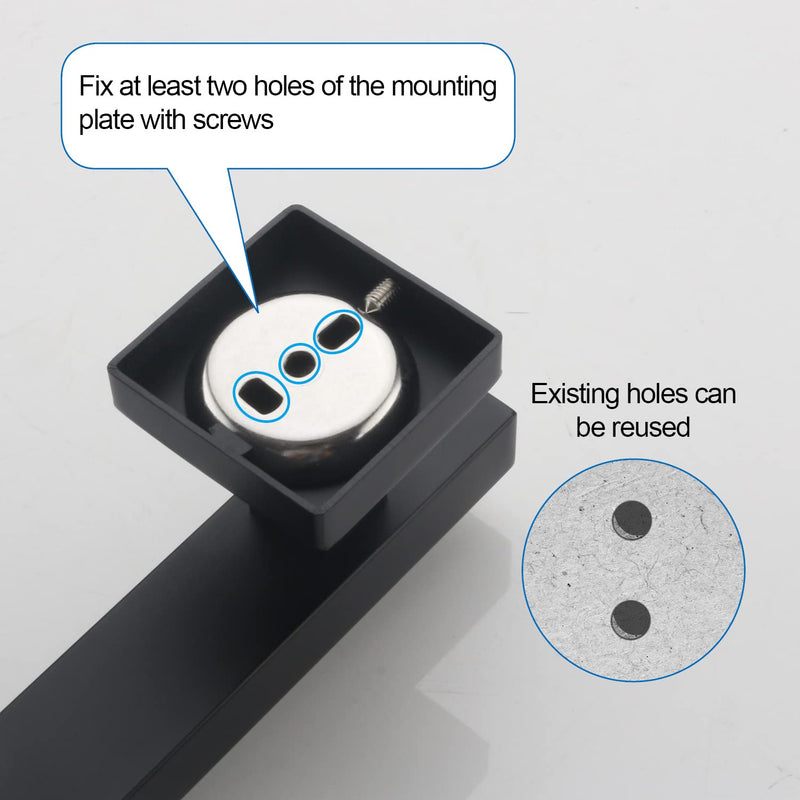 Bathroom Shower Slide Bar, Adjustable Handheld Shower Holder Wall Mount Shower Bar Stainless Steel, Matte Black Square Slide Bar