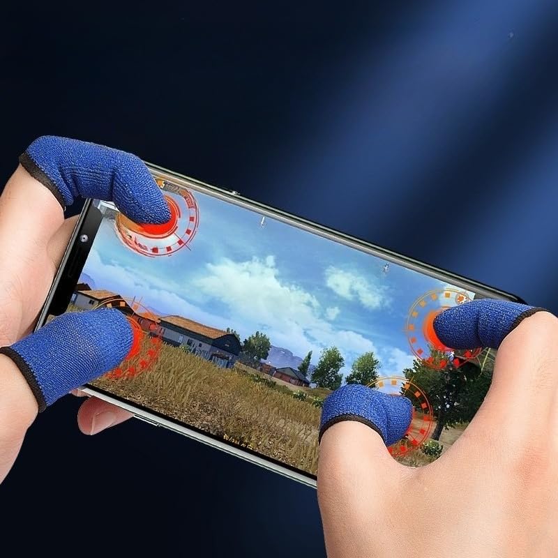 Mobile Gaming Finger Sleeves Anti Sweat Carbon Fiber Finger Covers for Breathable Gaming Smooth Touch Screen Gaming Finger Gloves for Gamers