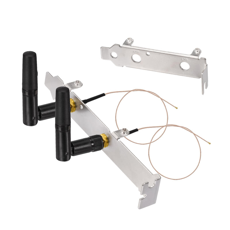 Eightwood Mini PCIe Card Antenna 2.4GHz 5GHz WiFi Antenna + RP-SMA Cable 8in + Computer Slot Bracket for Mini PCI-E WiFi Network Card PC Desktop Computer 2-pack antenna+mini pcie card cable+2pcs brackets