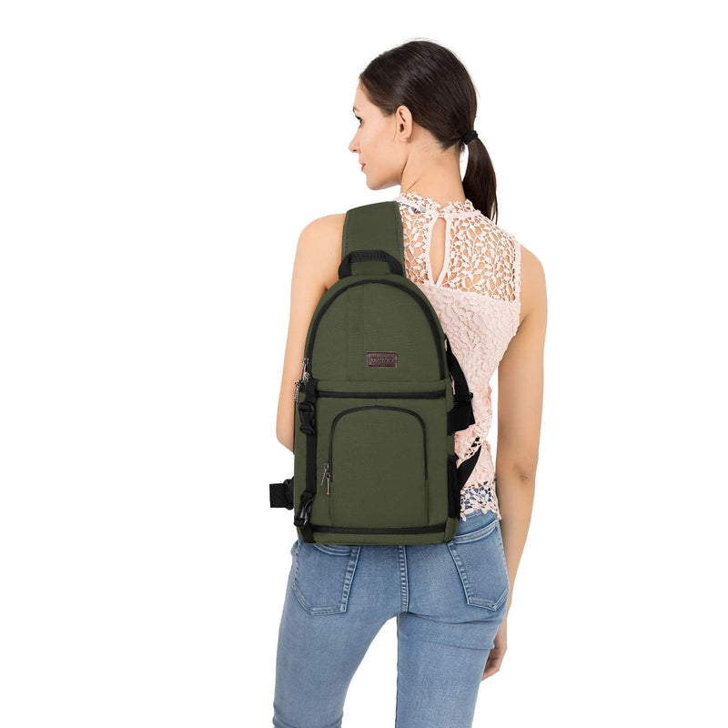 MOSISO Camera Sling Bag, DSLR/SLR/Mirrorless Camera Case Camera Backpack | Shockproof Photography Bag with Tripod Holder&Removable Modular Inserts Compatible with Canon/Nikon/Sony/Fuji, Army Green
