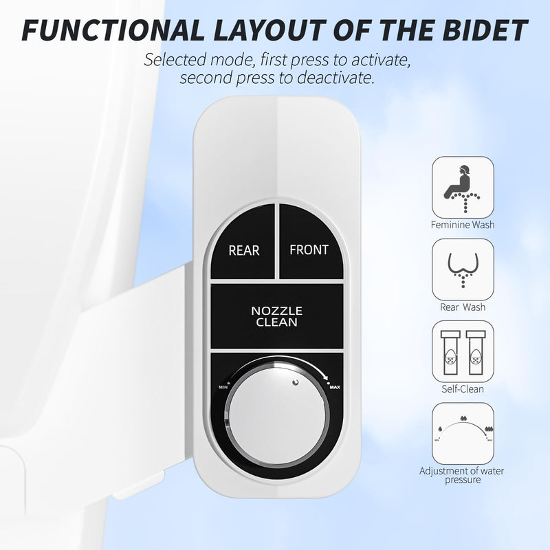 SAMODRA Non-Electric Bidet Attachment for Toilet – Self-Cleaning Dual Nozzle (Frontal & Rear Wash), Adjustable Water Pressure, Fits Most Toilets, Easy Installation (Classic Black/Silver) Classic Black/Silver