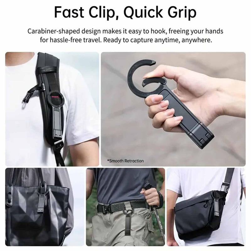 Universal Magnetic Phone Tripod, 360° Rotatable Multi-Angle Stand with Spring Buckle Clip, Compact Travel Vlog Selfie Stick for iPhone/Android/Samsung - Black