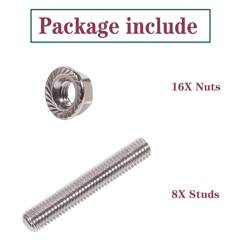 M8*1.25 Exhaust Manifold Stud Nuts for Ford 5.4 F150 F250 Exhaust Studs and Nuts,Stainless Steel F-150 F-250 E150 E250 E350 Econoline Expedition Explorer Mustang Mercury 4.6L 5.4L N811313S431 48PCS.