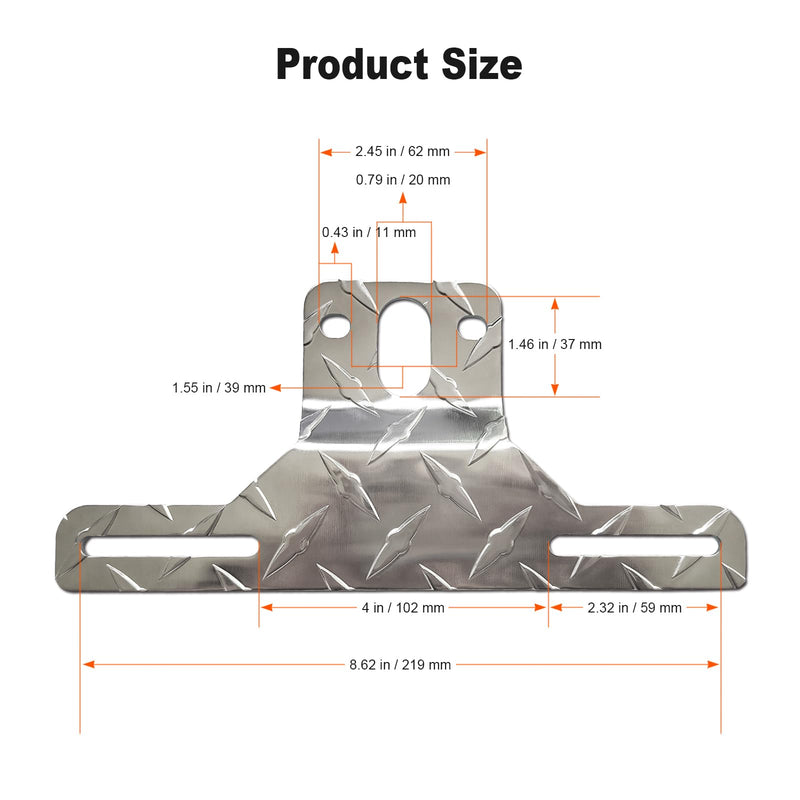 Trailer License Plate Bracket Frame- Aluminum Heavy-Duty Bracket Holder for Trucks, Trailers, RVs, Boats, 1 Pack Universal License Plates with Mounting Screws, Caps