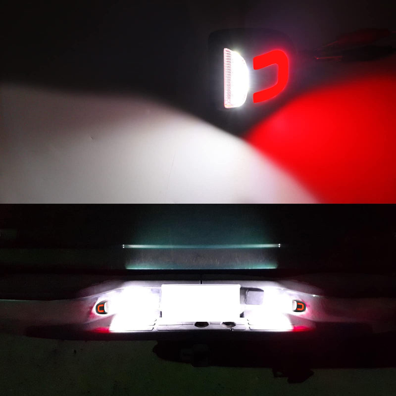 R&F Auto Red U-shaped LED License Plate Lights Compatible with Silverado & Sierra 1500 2500 3500 HD/Avalanche/Tahoe/Suburban/Traverse/Yukon/Yukon XL/Escalade & ESV/EXT Pickup Tag Lamp C, Red Tube